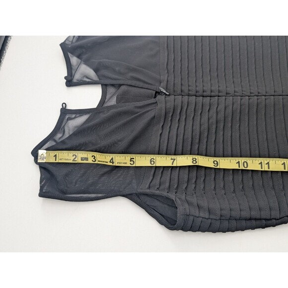 Calvin Klein Black Sheath Ribbed Mesh Sleeveless Bodycon Midi Dress Size 2 - Picture 5 of 8